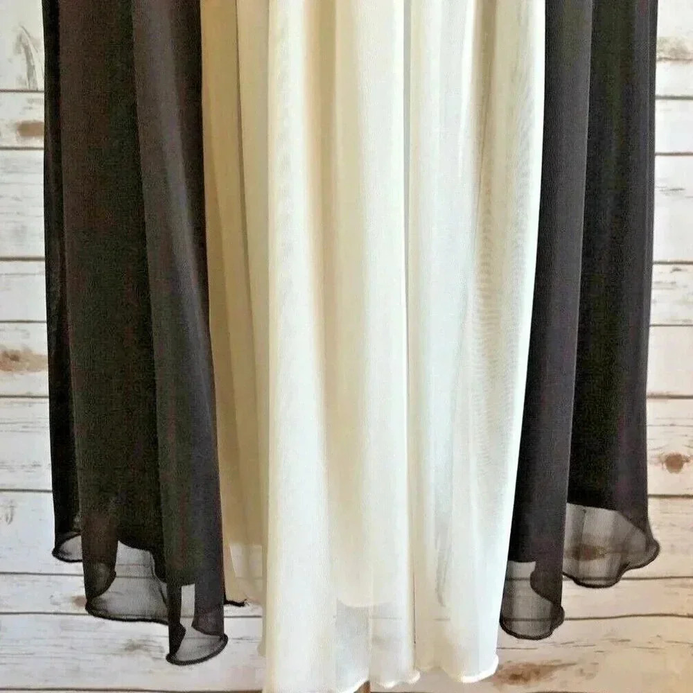 EN FOCUS Women Sleeveless Knee Length Empire Waist Brown Beige Dress Size 4P - Picture 4 of 12